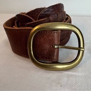 Vintage Wide Western Leather Belt Brown Made in Canada